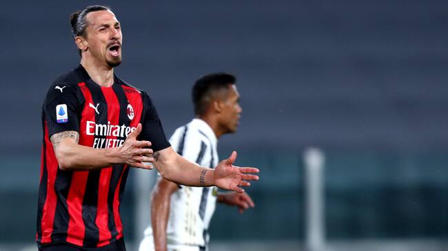 ALLIANZ STADIUM, TORINO, ITALY - 2021/05/09: Zlatan Ibrahimovic of Ac Milan despairs during the Serie A match between Juventus Fc and Ac Milan. Ac Milan wins 3-0 over Juventus Fc. (Photo by Marco Canoniero/LightRocket via Getty Images)