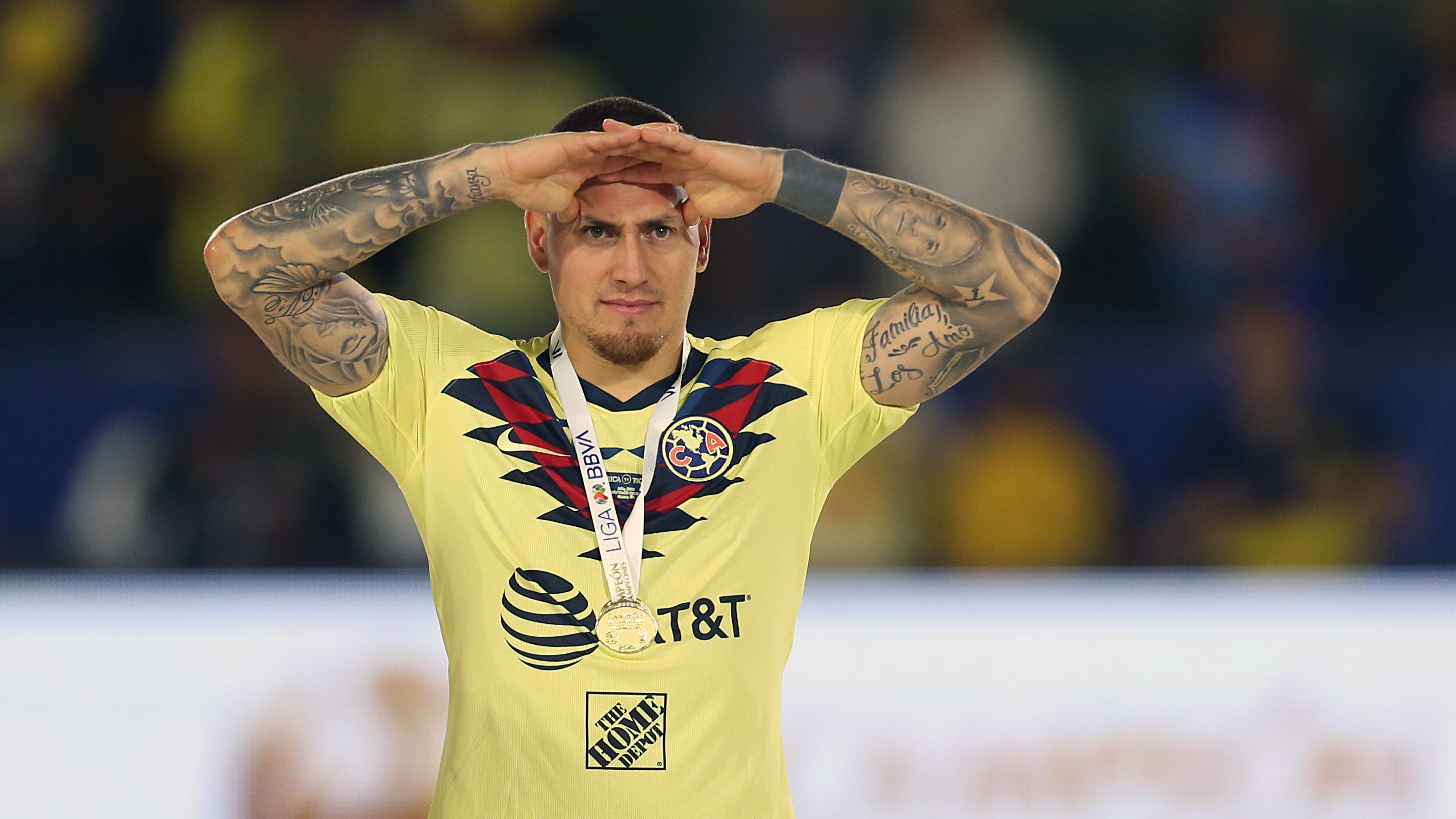 CARSON, CA - JULY 14: Nicolas Castillo #15 of Club America looks after wining the match between Club America and Tigres UANL as part of the Campeon de Campeones Cup at Dignity Health Sports Park on July 14, 2019 in Carson, California. (Photo by Omar Vega/Getty Images)