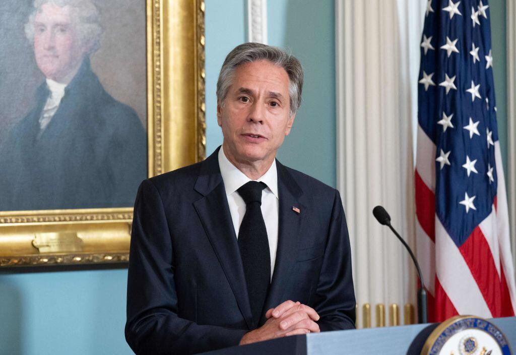 El Secretario de Estado de EEUU Antony Blinken ante la prensa