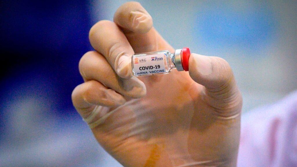 This picture taken on May 23, 2020 shows a laboratory technician holding a dose of a COVID-19 novel coronavirus vaccine candidate ready for trial on monkeys at the National Primate Research Center of Thailand at Chulalongkorn University in Saraburi. - After conclusive results on mice, Thai scientists from the centre have begun testing a COVID-19 novel coronavirus vaccine candidate on monkeys, the phase before human trials. (Photo by Mladen ANTONOV / AFP) (Photo by MLADEN ANTONOV/AFP via Getty Images)