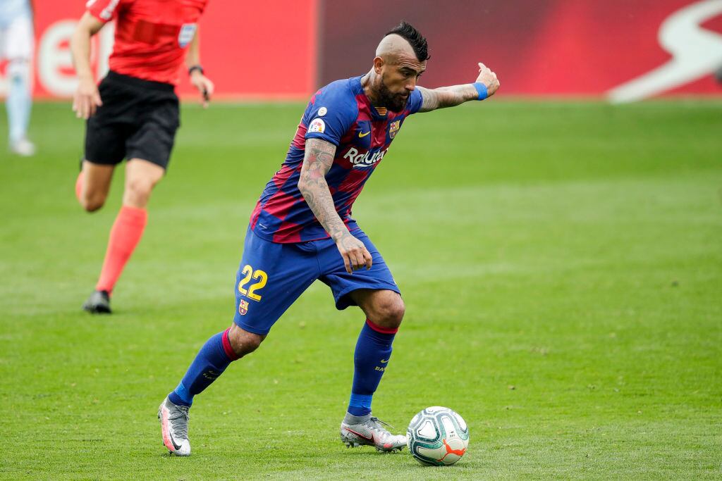 PONTEVEDRA, SPAIN - JUNE 27: Arturo Vidal of FC Barcelona during the La Liga Santander match between Celta de Vigo v FC Barcelona at the Estadio de Balaidos on June 27, 2020 in Pontevedra Spain (Photo by David S. Bustamante/Soccrates/Getty Images)