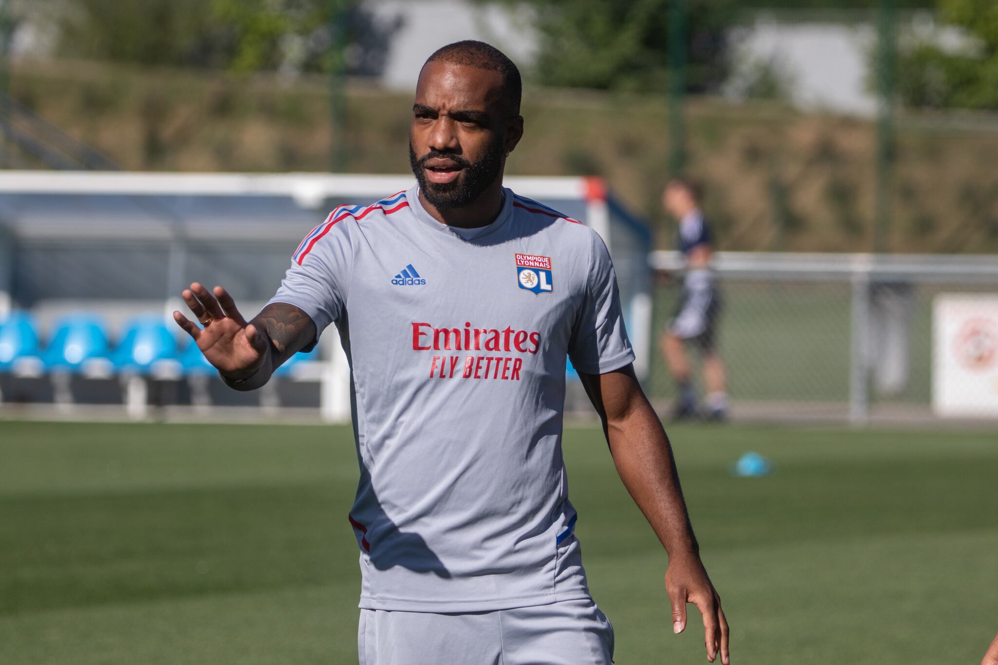 LYON, FRANCE - JULY 07: Alexandre Lacazette of Lyon during the Training Session of Lyon at Groupama Stadium on July 7, 2022 in Lyon, France. (Photo by Leandro Amorim/Eurasia Sport Images/Getty Images)