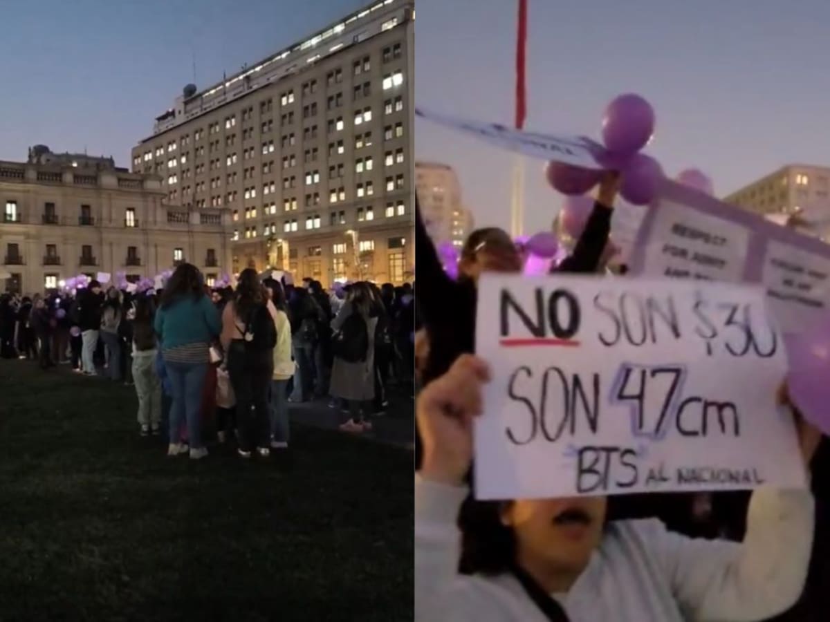 “El que no salta es Duco”: “ARMY”, fans de BTS, protestan en La Moneda por negativa a usar el Estadio Nacional en Chile