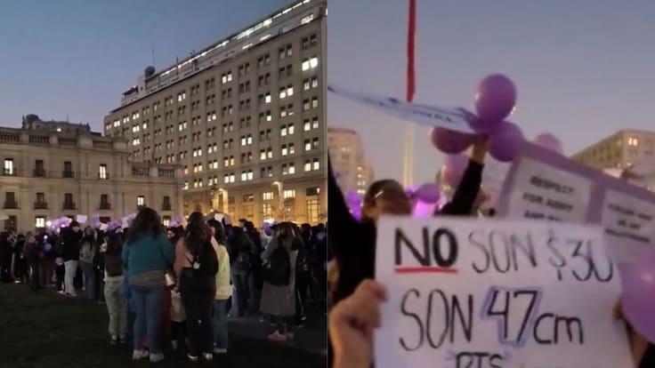 “El que no salta es Duco”: “ARMY”, fans de BTS, protestan en La Moneda por negativa a usar el Estadio Nacional en Chile