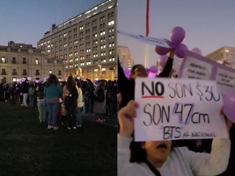 “El que no salta es Duco”: “ARMY”, fans de BTS, protestan en La Moneda por negativa a usar el Estadio Nacional en Chile