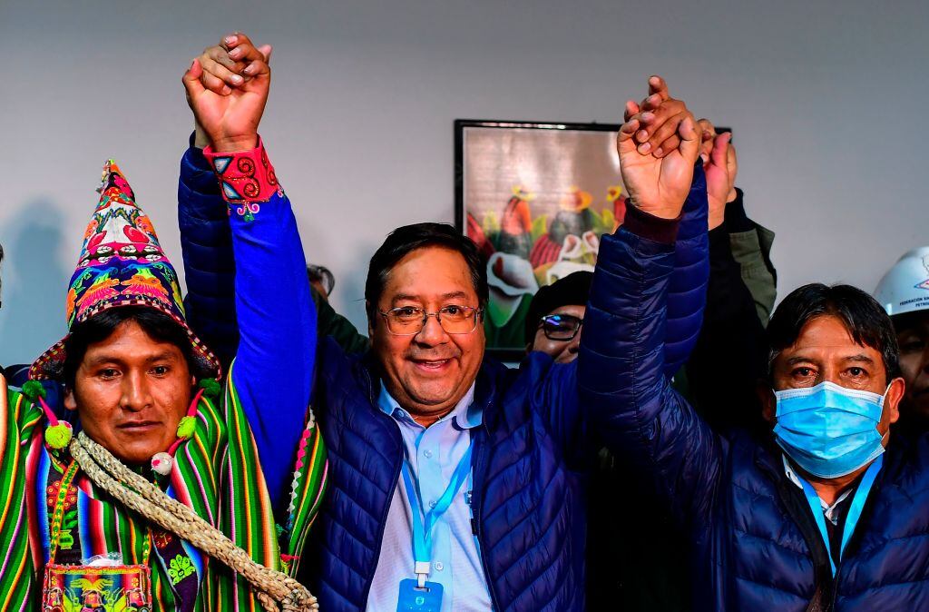Luis Arce y David Choquehuanca celebran su triunfo