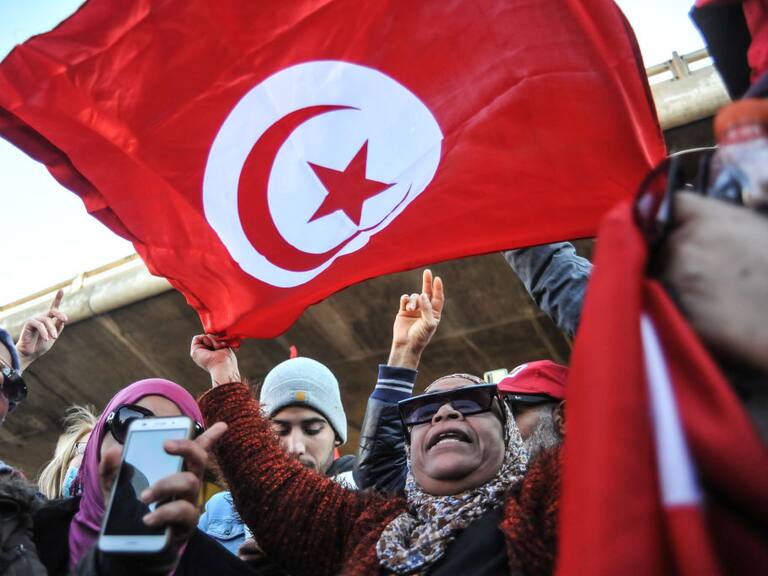 Protestas en Túnez en contra del presidente tunecino Kais Saied