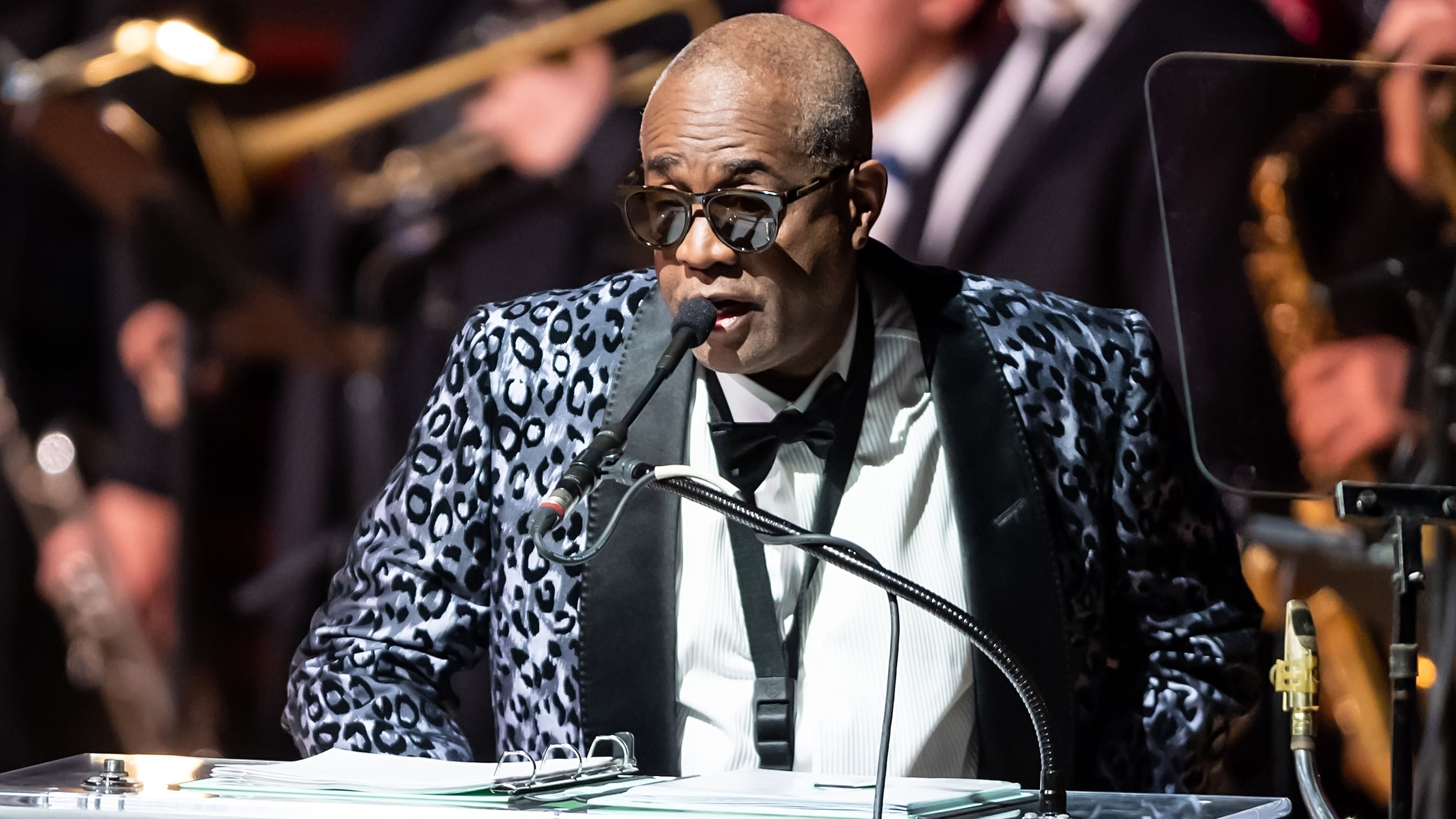 PHILADELPHIA, PENNSYLVANIA - NOVEMBER 12: Honoree of the 2019 Marian Anderson Award Ronald Bell of Kool & The Gang speaks on stage during the 2019 Marian Anderson Award Honoring Kool & The Gang at The Kimmel Center on November 12, 2019 in Philadelphia, Pennsylvania. (Photo by Gilbert Carrasquillo/Getty Images)