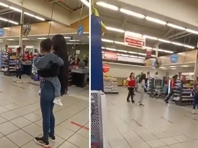Registran riña entre guardias y «mecheros» en supermercado de Coronel: un menor resultó detenido