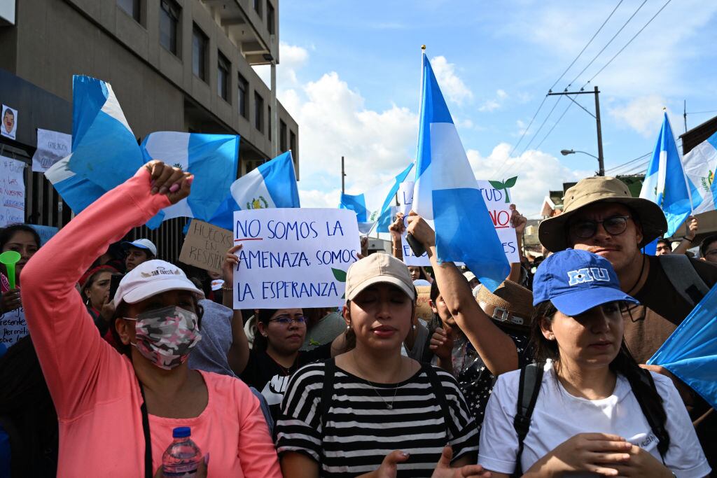 Manifestación contra la inhabilidad del Partido Semilla en Guatemala