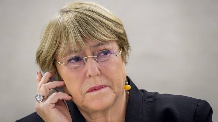 UN Human Rights High Commissioner Michelle Bachelet attends the opening of a United Nations Human right council on September 9, 2019 in Geneva. (Photo by FABRICE COFFRINI / AFP) (Photo credit should read FABRICE COFFRINI/AFP via Getty Images)
