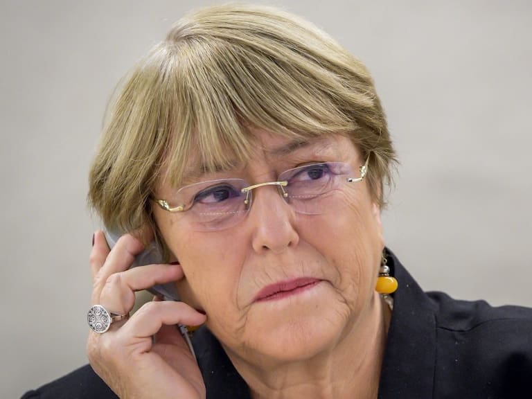 UN Human Rights High Commissioner Michelle Bachelet attends the opening of a United Nations Human right council on September 9, 2019 in Geneva. (Photo by FABRICE COFFRINI / AFP) (Photo credit should read FABRICE COFFRINI/AFP via Getty Images)