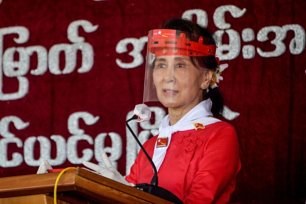 La mandataria electa de Myanmar Aung San Suu Kyi en 2020