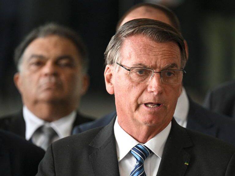 Brazilian President Jair Bolsonaro makes a statement for the first time since Sunday's presidential run-off election, at Alvorada Palace in Brasilia, on November 1, 2022. (Photo by EVARISTO SA / AFP) (Photo by EVARISTO SA/AFP via Getty Images)