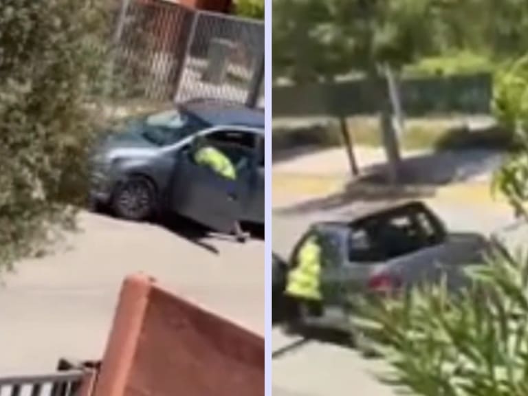 Dramática huida en Buin: delincuente escapa colgando de la puerta de un auto tras violento turbazo