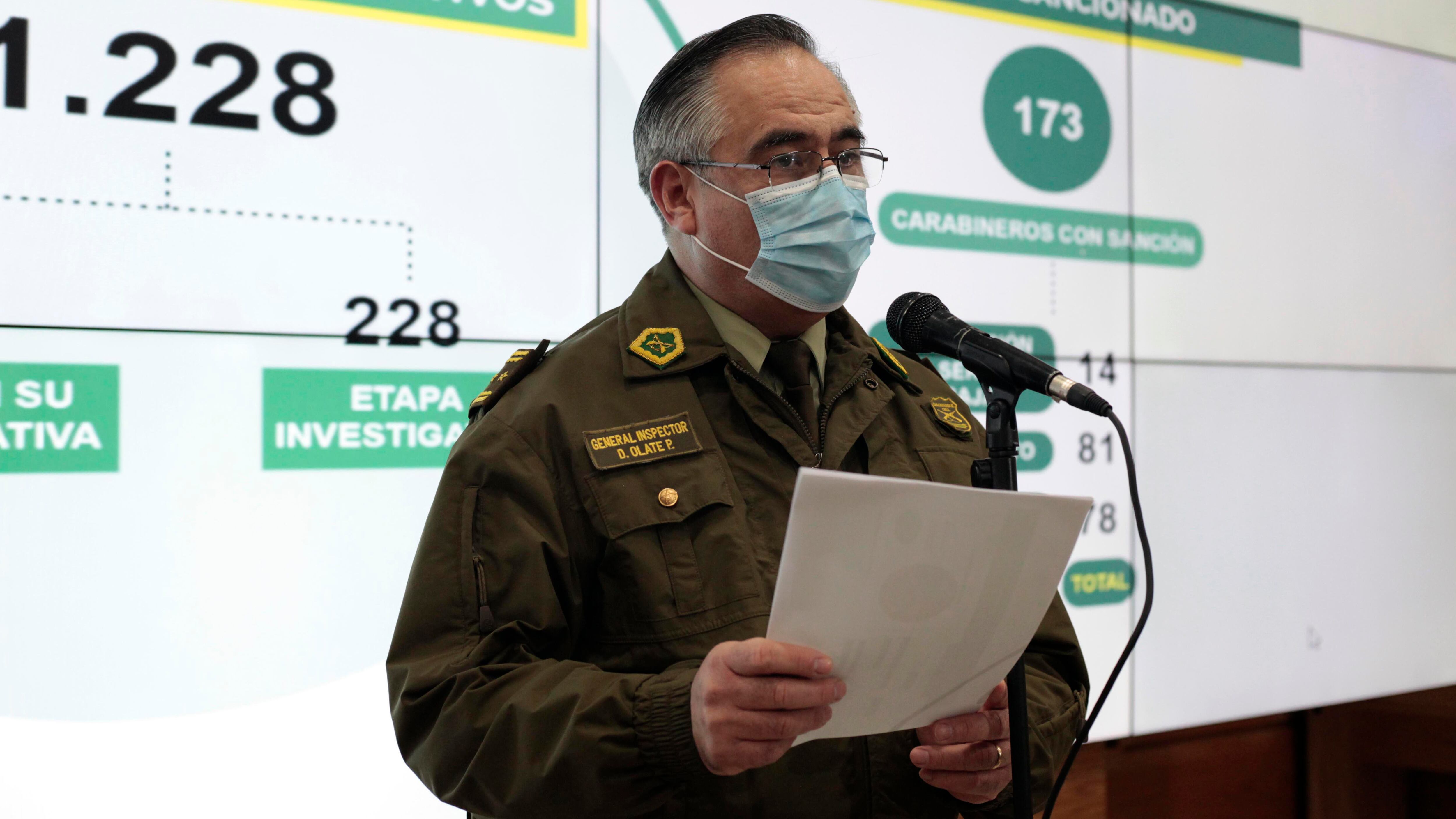 19 de Junio de 2020/SANTIAGODiego Olate, General Subdirector de Carabineros, durante el punto de prensa donde Carabineros da a conocer nuevos procesos, con motivo de las denuncias registradas a contar del mes de octubre por la contingencia nacional
FOTO:MAURICIO MENDEZ/AGENCIAUNO
