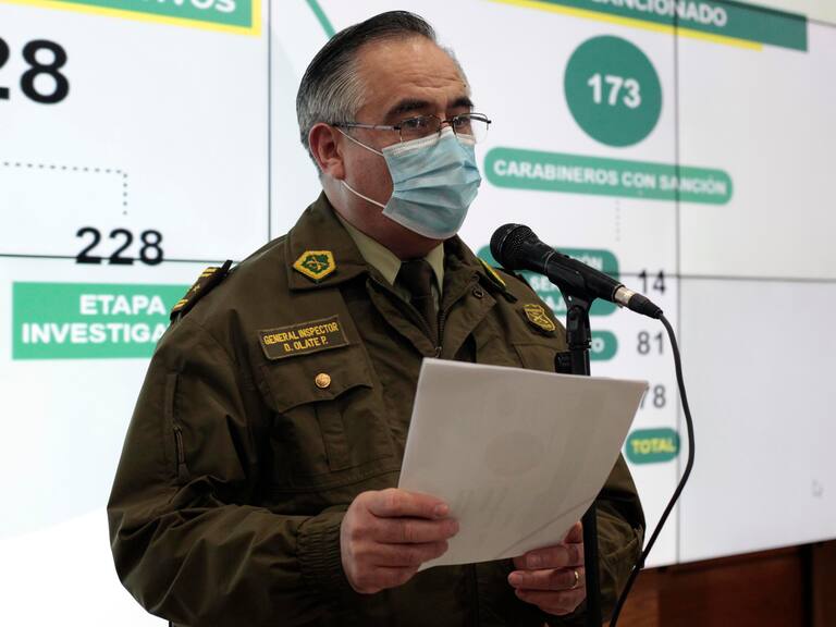 19 de Junio de 2020/SANTIAGODiego Olate, General Subdirector de Carabineros, durante el punto de prensa donde Carabineros da a conocer nuevos procesos, con motivo de las denuncias registradas a contar del mes de octubre por la contingencia nacional
FOTO:MAURICIO MENDEZ/AGENCIAUNO