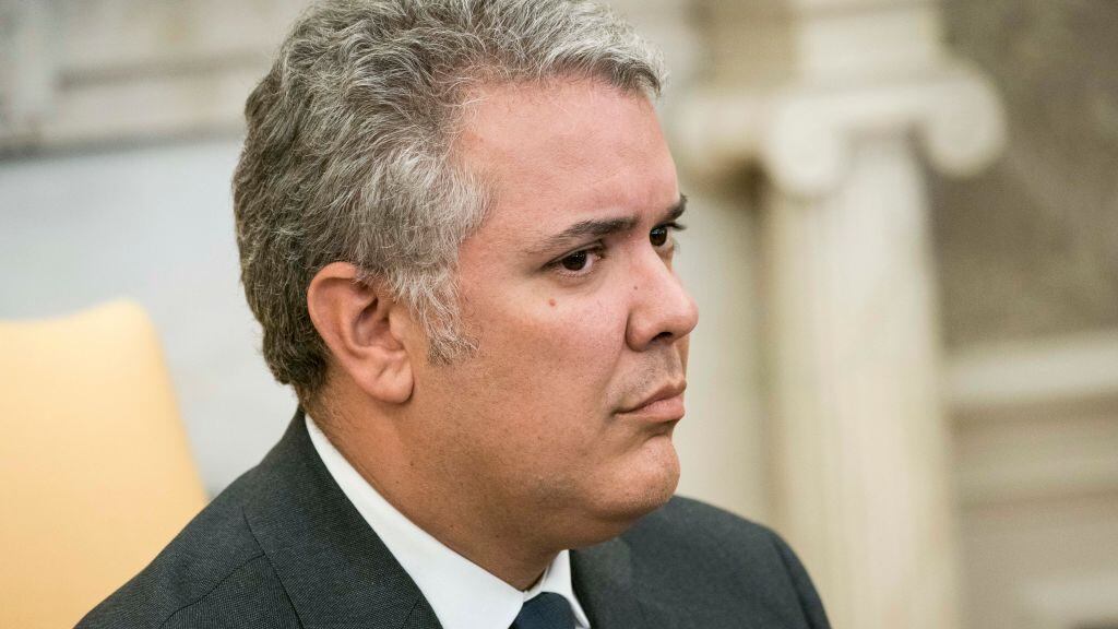 WASHINGTON, DC - MARCH 02: President of the Republic of Colombia Ivan Duque Marquez speaks to the press during a meeting with U.S. President Donald in the Oval Office of the White House on March 2, 2020 in Washington, DC. (Photo by Sarah Silbiger/Getty Images)