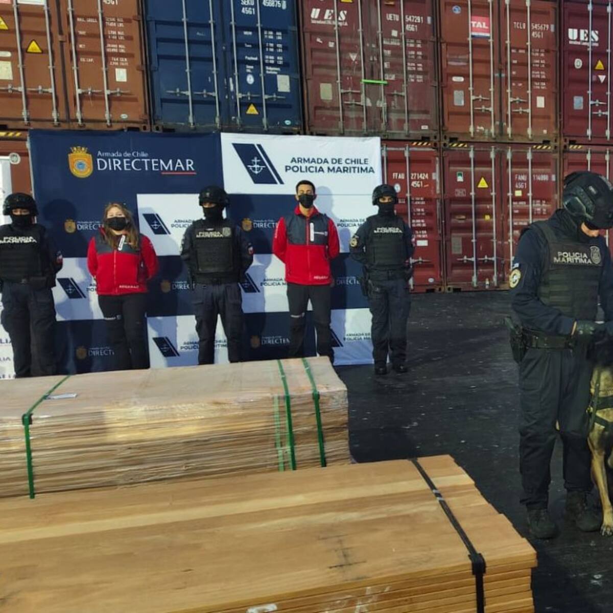 Histórica incautación en puertos chilenos: detectan más de mil toneladas de madera impregnada con droga