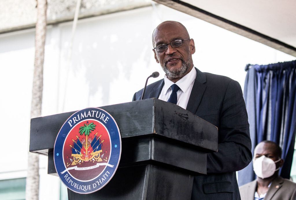El primer ministro haitiano Ariel Henry en un acto oficial
