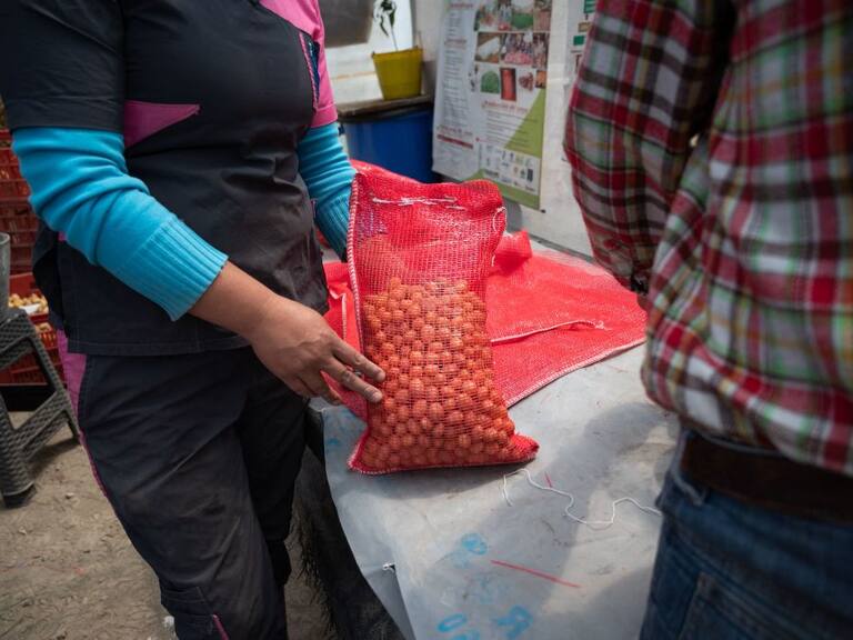 Compra de semillas de verduras en un mercado de alimentos en Venezuela