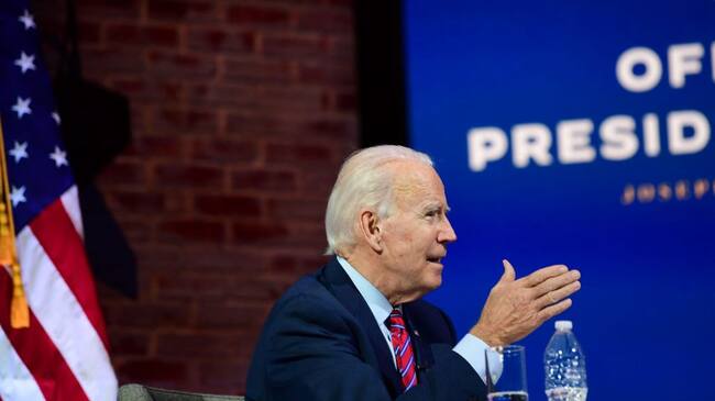 WILMINGTON, DE - NOVEMBER 23: President-elect Joe Biden speaks during a virtual meeting with the United States Conference of Mayors on November 23, 2020 in Wilmington, Delaware. As President-elect Biden waits to be approved for official national security briefings, the names of top members of his national security team are being announced to the public. Calls continue for President Trump to concede the election and let the transition proceed without further delay. (Photo by Mark Makela/Getty Images)