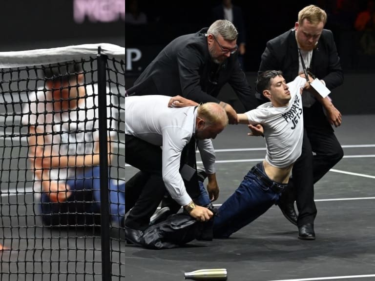 Activista se prende fuego durante la disputa de la Laver Cup en Londres