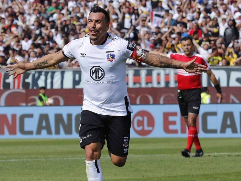05 DE OCTUBRE DE 2019/SANTIAGOEsteban Paredes en festejo de su gol, durante el partido valido por la fecha 9 de la segunda ronda del Campeonato Nacional AFP PlanVital 2019, entre Colo Colo y Universidad de Chile, disputado en el Estadio Monumental.
FOTO: LEONARDO RUBILAR CHANDIA/AGENCIAUNO