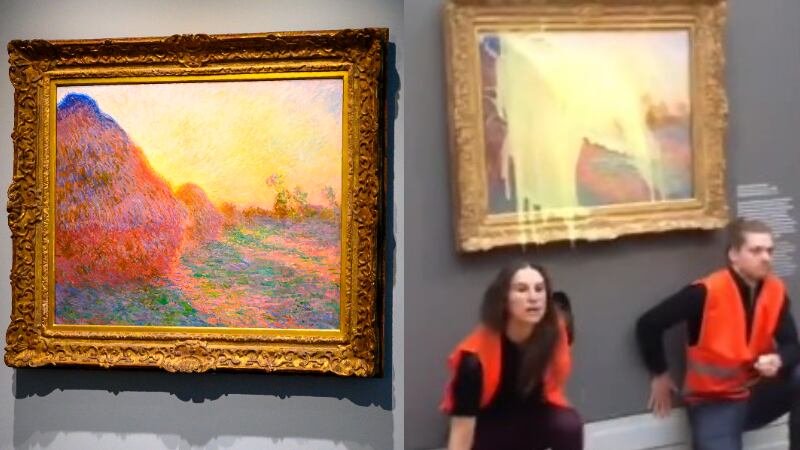 Activistas climáticos lanzan puré a pintura de Monet en Alemania