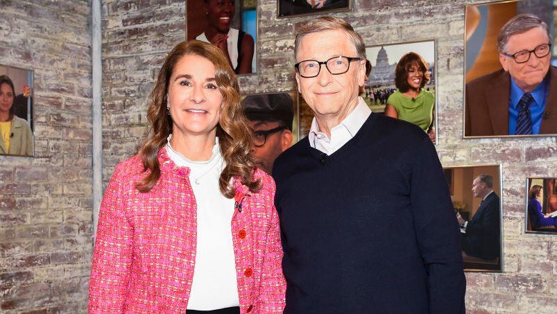 NEW YORK - FEBRUARY 12: Bill and Melinda Gates in the CBS Toyota Greenroom before their appearance on CBS THIS MORNING, Feb 12, 2019. (Photo by Michele Crowe/CBS via Getty Images)