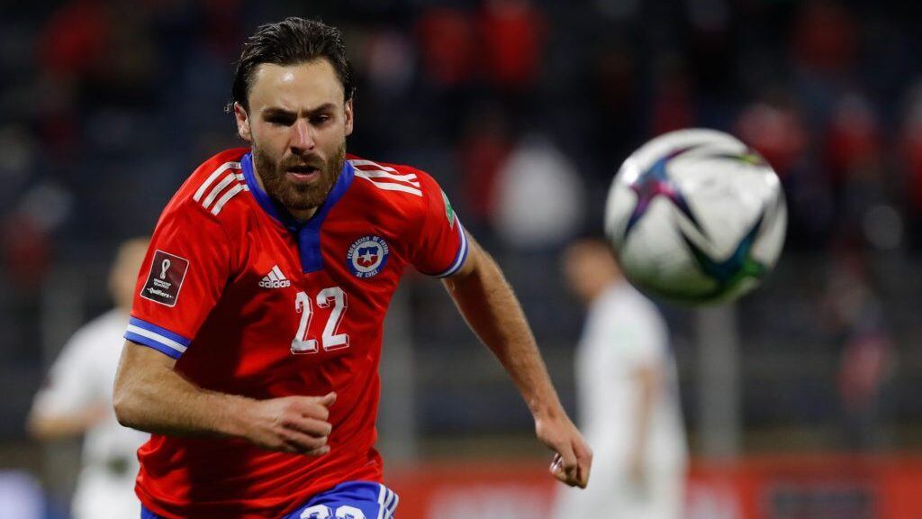 10 de Octubre del 2021/SANTIAGOBen Brereton() ,durante el partido valido por la Quinta fecha de las Clasificatorias al Mundial de Qatar 2022, entre las selecciones de Chile vs Paraguay, disputado en el estadio San Carlos de Apoquindo.
FOTO:FRANCISCO LONGA/AGENCIAUNO