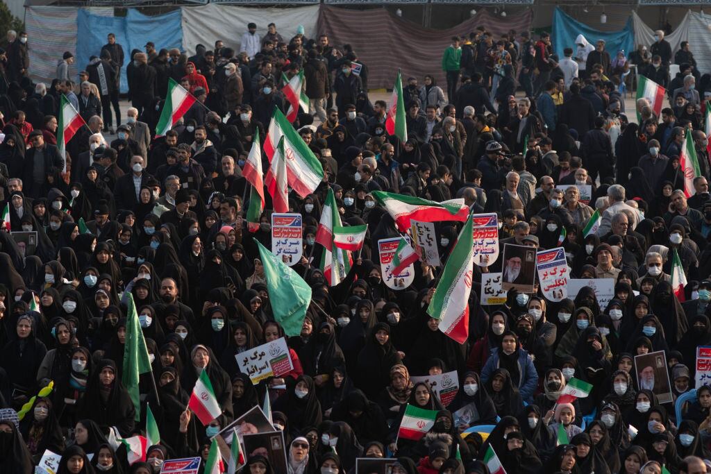 Manifestación a favor del gobierno de Irán en la ciudad de Teherán