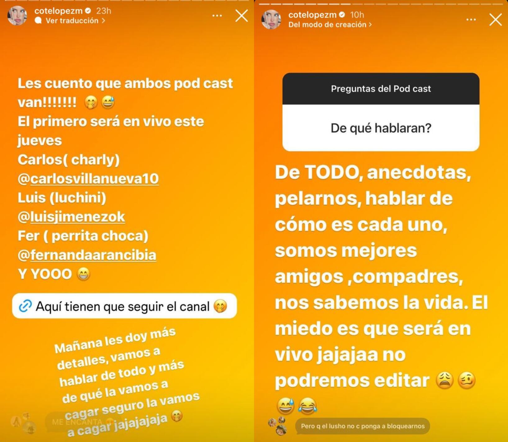 Coté López anunció podcast junto a Luis Jiménez. (Instagram)