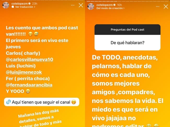 Coté López anunció podcast junto a Luis Jiménez. (Instagram)