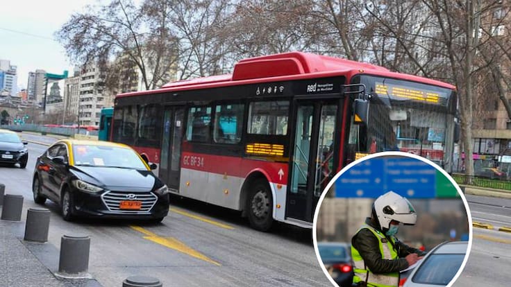 ¿Cuál es la multa por transitar en vehículo por las vías exclusivas para buses en Chile?