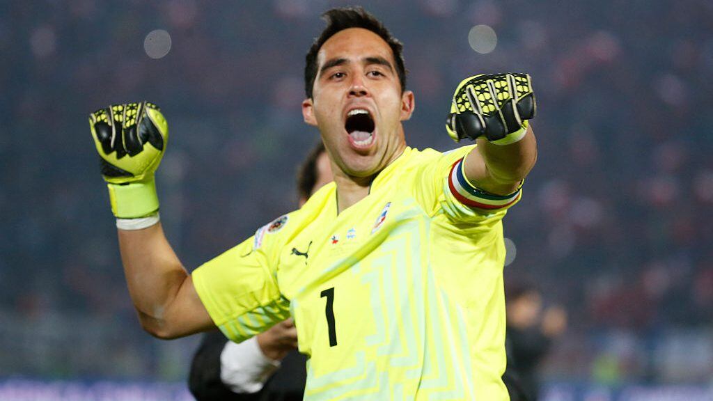 SANTIAGO, CHILE - JULY 04: Claudio Bravo of Chile celebrates after winning the 2015 Copa America Chile Final match between Chile and Argentina at Nacional Stadium on July 04, 2015 in Santiago, Chile. (Photo by Gabriel Rossi/LatinContent via Getty Images)