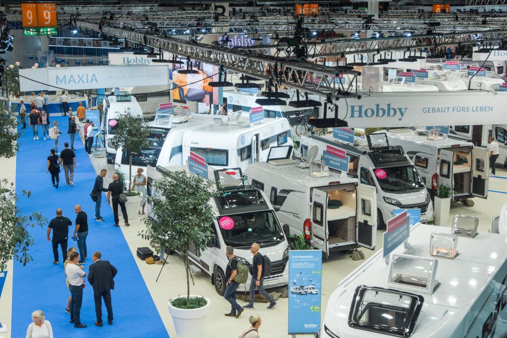 Vista de una feria automotriz en Dusseldorf de Alemania