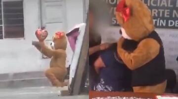 En medio del Día de San Valentín: policía se disfraza de oso para detener a presunta traficante de drogas en Perú