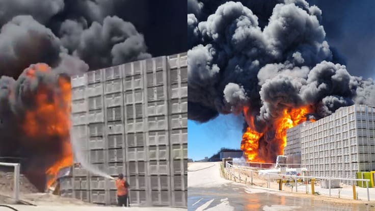 “Se está quemando esta ca...”: incendio de gran magnitud arrasa packing en Las Cabras