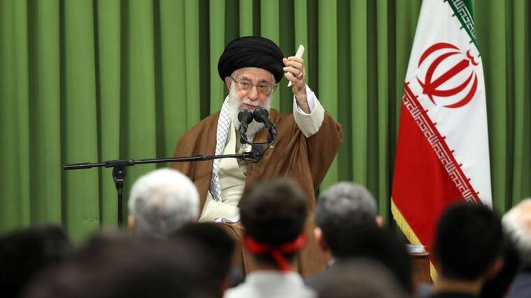 TEHRAN, IRAN - OCTOBER 18: (----EDITORIAL USE ONLY MANDATORY CREDIT - " IRANIAN LEADER'S PRESS OFFICE / HANDOUT" - NO MARKETING NO ADVERTISING CAMPAIGNS - DISTRIBUTED AS A SERVICE TO CLIENTS----) Iran's Supreme Leader Ayatollah Ali Khamanei speaks during his meeting with students in Tehran, Iran on October 18, 2017. (Photo by Iranian Leader's Press Office - Handout/Anadolu Agency/Getty Images)