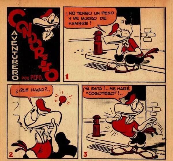 Condorito decide dedicarse al cogoteo ('robo'); pero su víctima resulta ser un experimentado ladrón que termina robándole las ojotas.