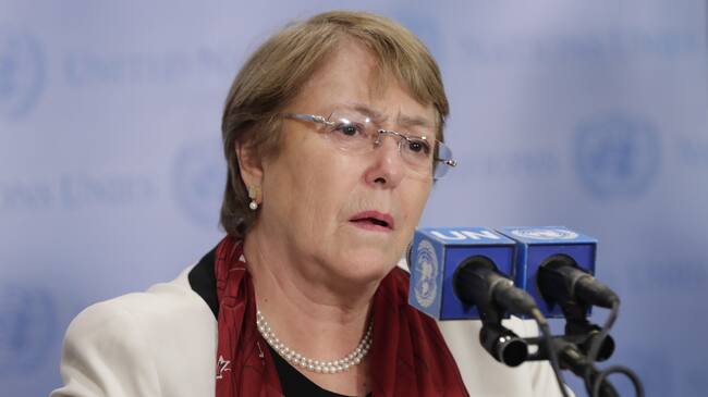 United Nations, New York, USA, September 26, 2018 - Michelle Bachelet, United Nations High Commissioner for Human Rights, briefs journalists today at the UN Headquarters in New York City.(Photo by Luiz Rampelotto/NurPhoto via Getty Images)
