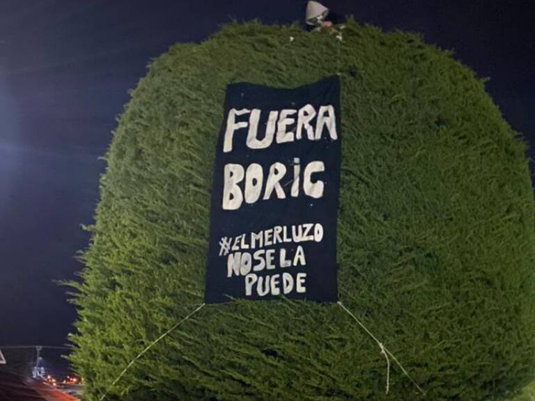 «Fuera Boric»: icónico árbol usado en la campaña del Presidente amanece intervenido con crítica al mandatario