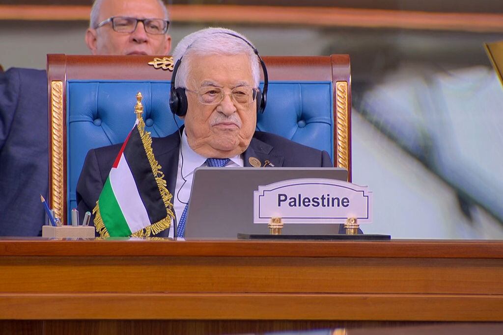 El titular de la Autoridad Nacional Palestina, Mahmoud Abbas, durante un evento en la ciudad de El Cairo en Egipto