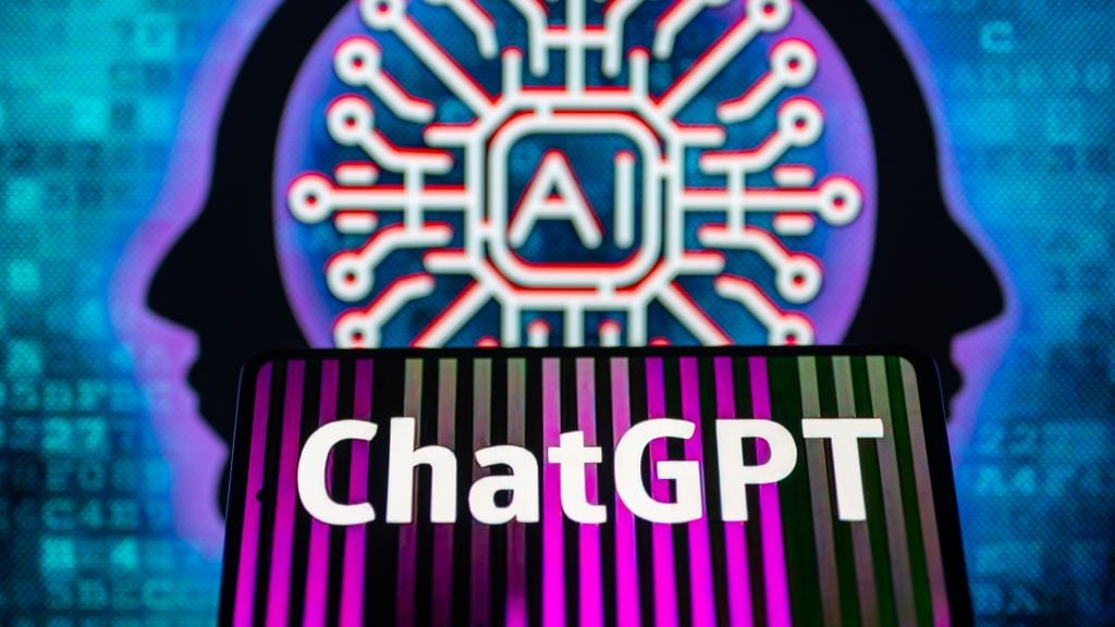 OpenAI ChatGPT seen on mobile with AI Brain seen on screen. on 22 January 2023 in Brussels, Belgium. (Photo by Jonathan Raa/NurPhoto via Getty Images)
