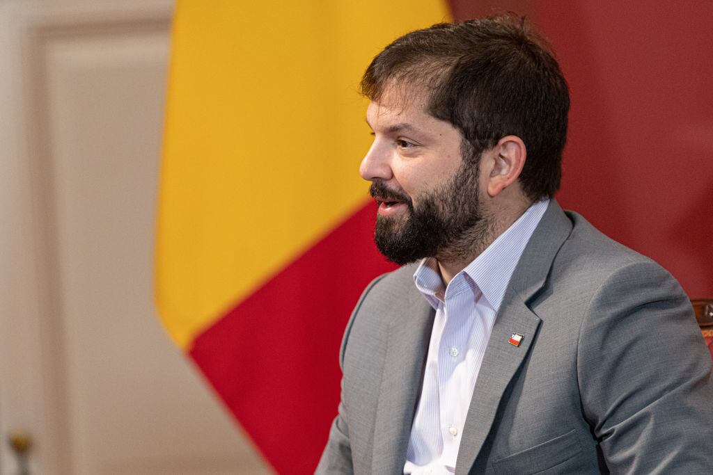El presidente chileno Gabriel Boric en un evento oficial en La Moneda