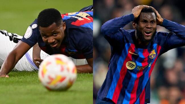 Para no creer: Ansu Fati evita un gol de su compañero durante el clásico entre Barcelona y Real Madrid por Copa del Rey
