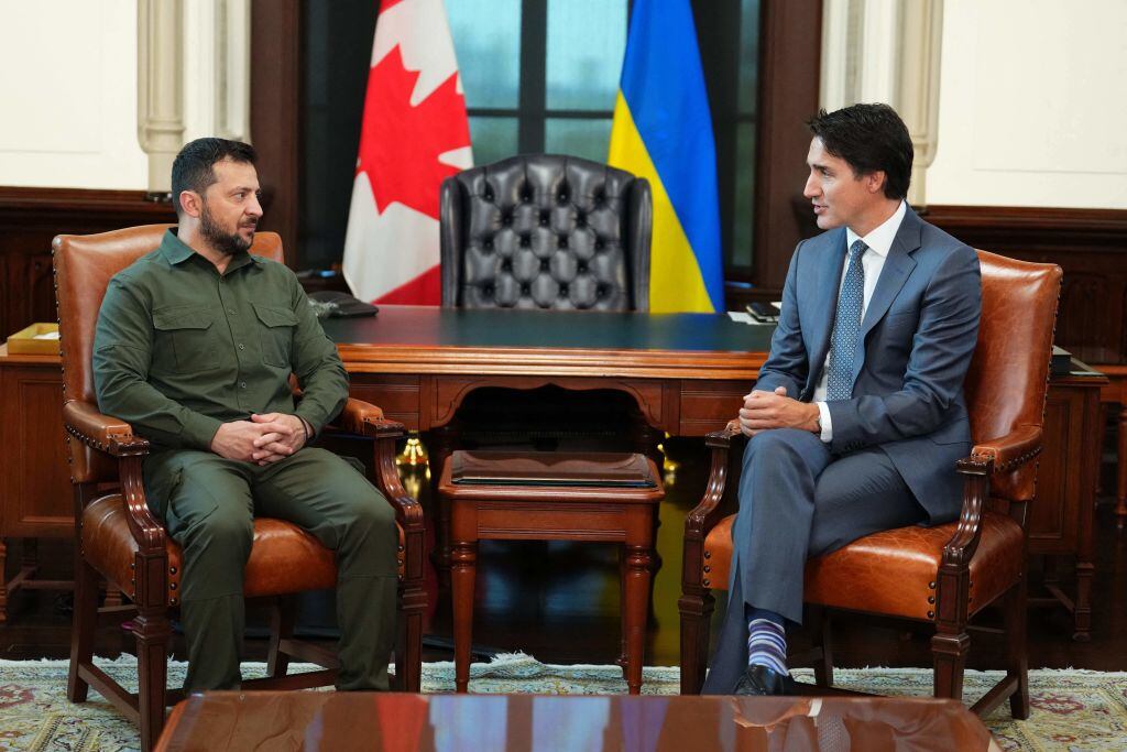 Volodimir Zelenski reunido con Justin Trudeau en Canadá