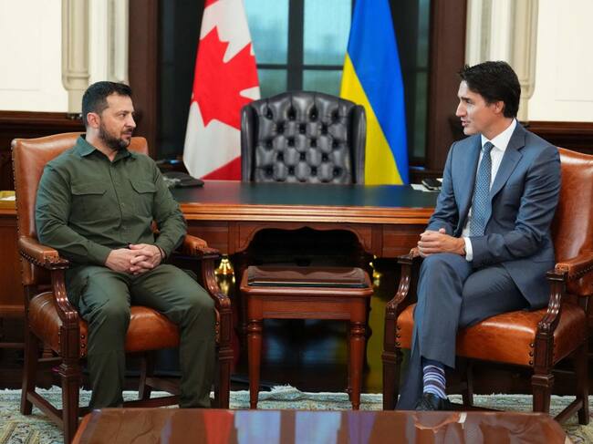 Volodimir Zelenski reunido con Justin Trudeau en Canadá
