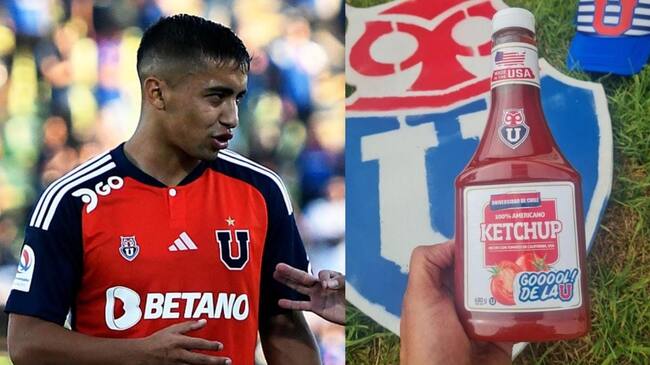 Hincha de la U le regala una botella de kétchup a Nicolás Guerra: se inspiró en una curiosa frase del delantero